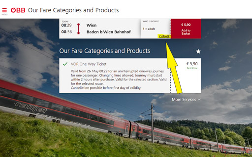 OeBB Ticket Purchase Screen #2