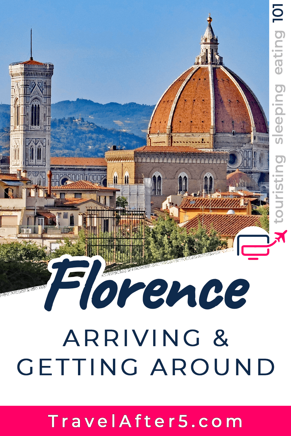 Pinterest Pin to Florence 101, Arriving & Getting Around, by Travel After 5